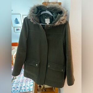 J. Crew Winter coat with Faux Fur Hood - Plus Size